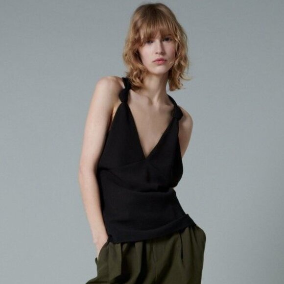 NEW Zara Knotted Strap Top in Black, Size S - Picture 6 of 16